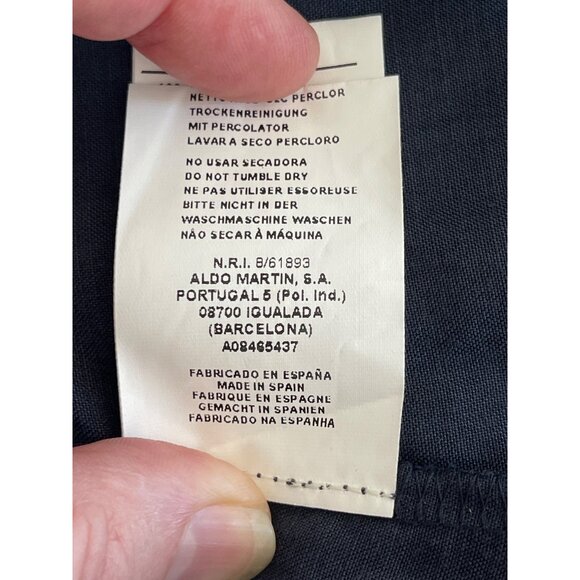 AMS Pure Blue Linen Silk Zipper Womens Top Roll Tab Sleeve US 6 Spain Minimalist - Picture 8 of 9